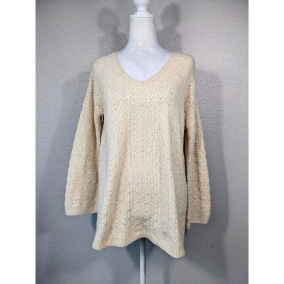 Chico's Women's Small Cable Knit V Neck Sweater - Picture 1 of 8